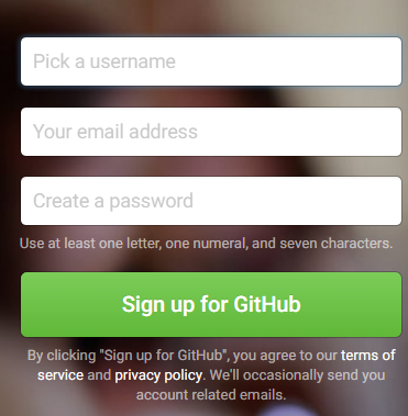 Signup to Github